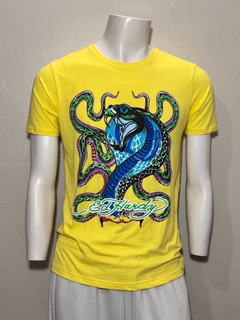 Ed Hardy Kids Yellow Snake Cobra Tattoo Graphic T-Shirt Size 17/18